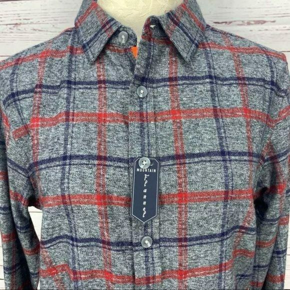 Hudson and Barrow Men's Gray Grindle Window Flannel Button Up Shirt Medium - Picture 5 of 8
